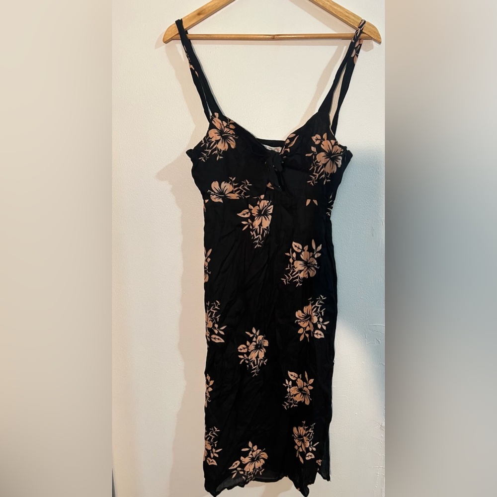 Black Flower Dress w. two side slits